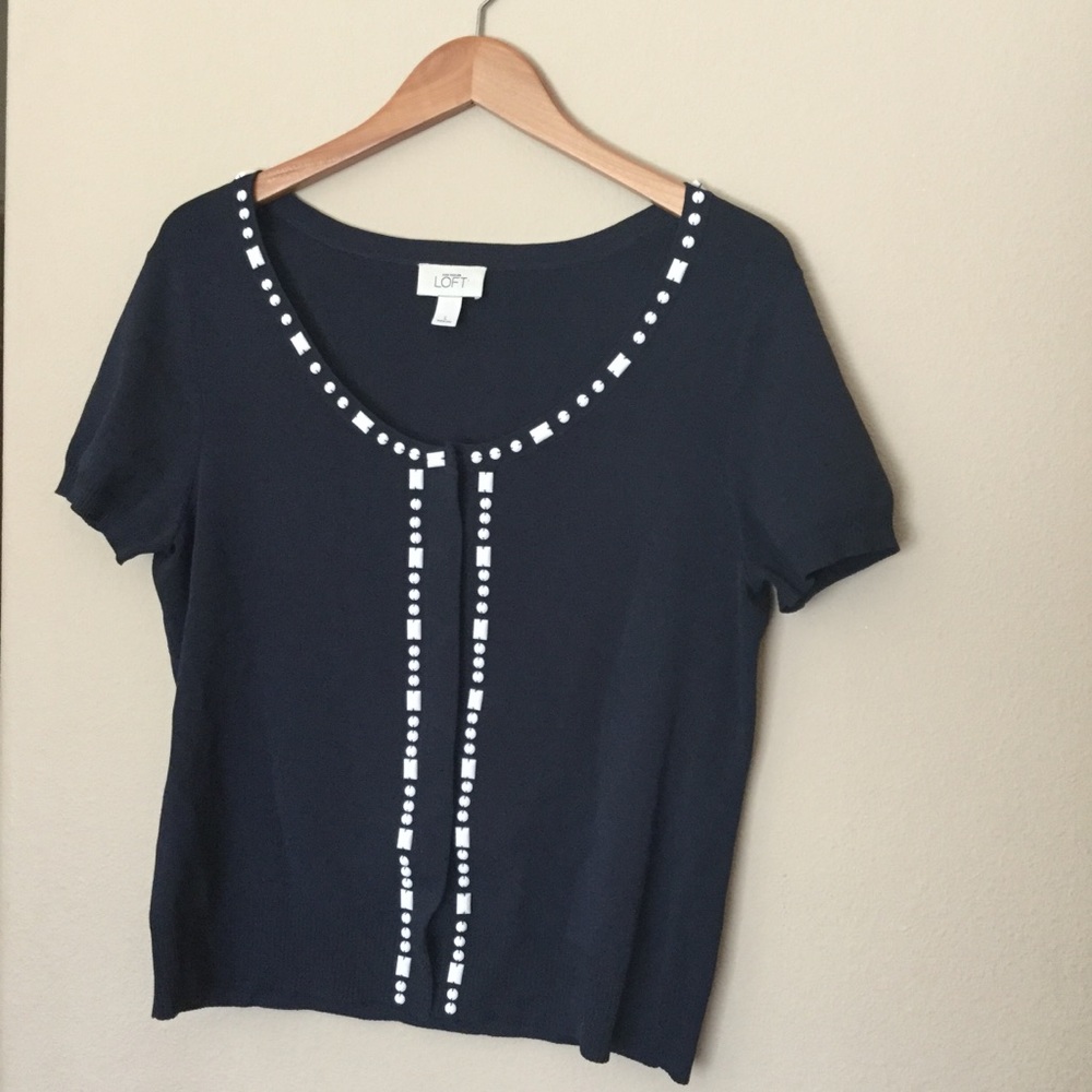Loft beaded cardigan shirt sleeves